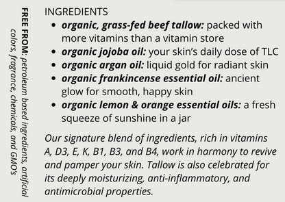 Tallow, Beautiful Frankincense Citrus - Ingredients Graphic